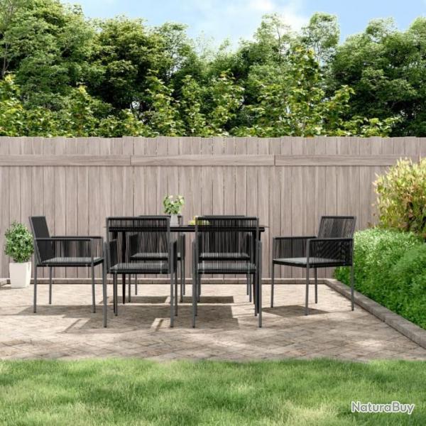 Chaises de jardin et coussins lot de 6 noir 54x60,5x83,5 cm