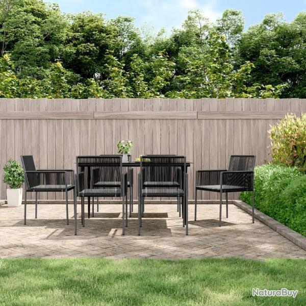 Chaises de jardin et coussins lot de 6 noir 54x60,5x83,5 cm alsavelo
