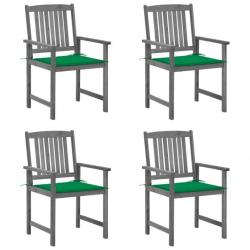 Chaises de jardin et coussins lot de 4 Gris Bois acacia massif