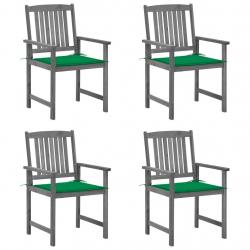 Chaises de jardin et coussins lot de 4 Gris Bois acacia massif alsavelo