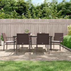 Chaises de jardin et coussins lot de 6 marron 56x59x84 cm rotin alsavelo