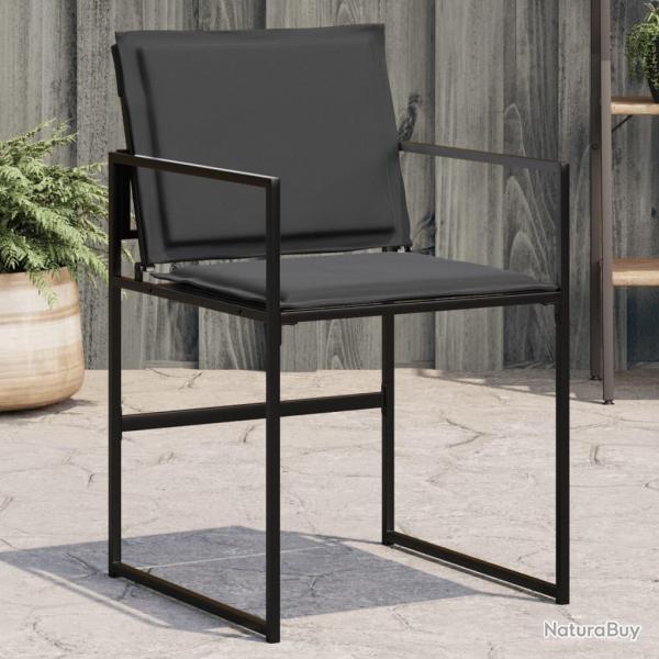 Chaises de jardin et coussins lot de 4 noir acier et textilne alsavelo