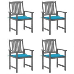 Chaises de jardin et coussins lot de 4 Gris Bois acacia massif