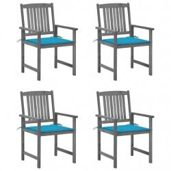 Chaises de jardin et coussins lot de 4 Gris Bois acacia massif alsavelo