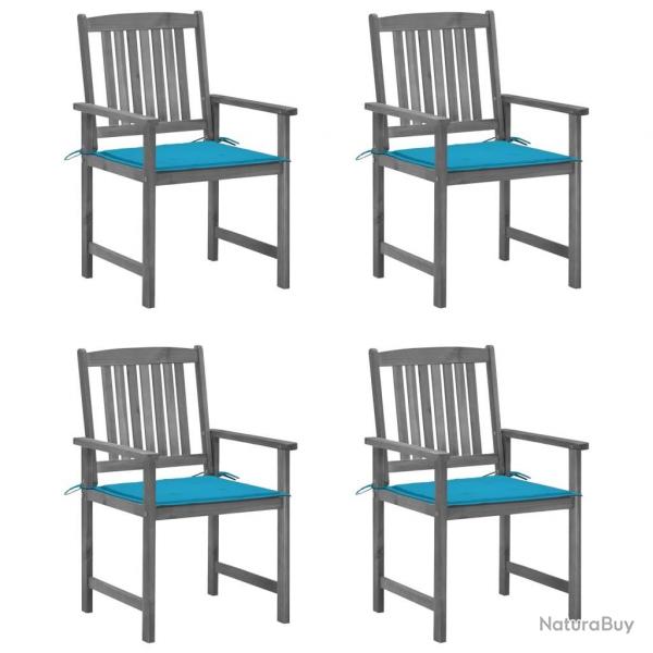 Chaises de jardin et coussins lot de 4 Gris Bois acacia massif alsavelo