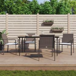 Chaises de jardin et coussins lot de 4 marron 56x59x84 cm rotin alsavelo