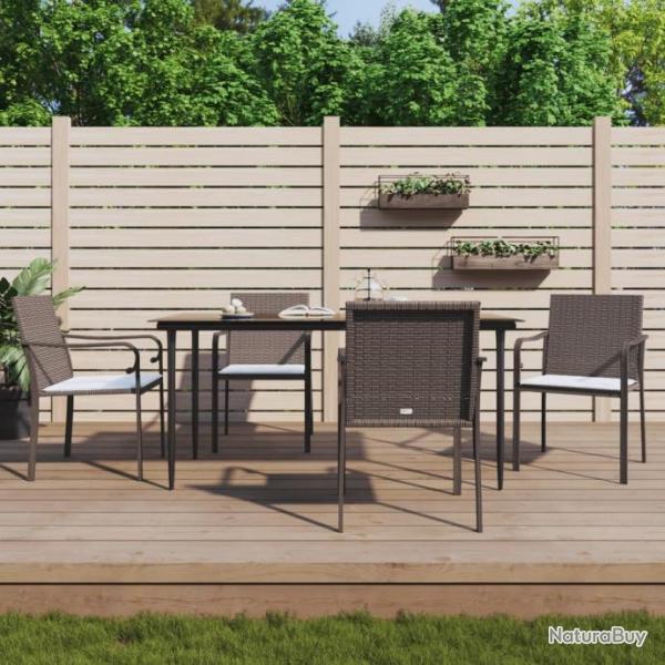 Chaises de jardin et coussins lot de 4 marron 56x59x84 cm rotin