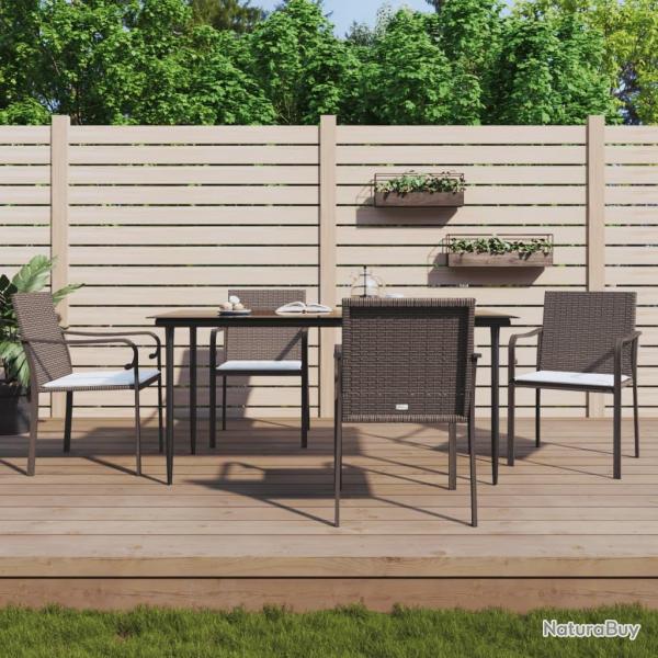 Chaises de jardin et coussins lot de 4 marron 56x59x84 cm rotin alsavelo