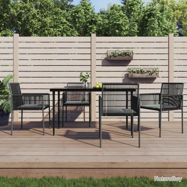 Chaises de jardin et coussins lot de 4 noir 54x60,5x83,5 cm alsavelo