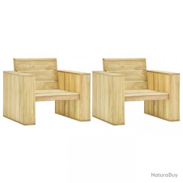 Chaises de jardin lot de 2 89x76x76 cm Bois de pin imprgn