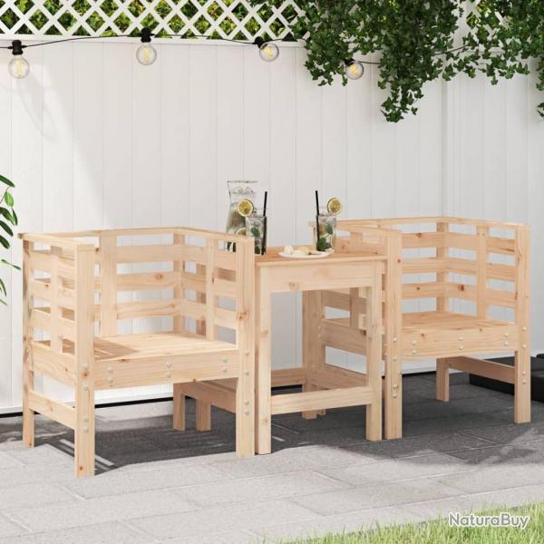 Chaises de jardin lot de 2 61,5x53x71 cm bois de pin massif alsavelo