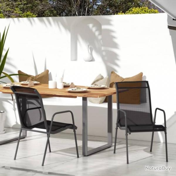 Chaises de jardin lot de 2 Acier et textilne Noir