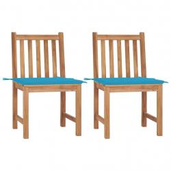 Chaises de jardin lot de 2 avec coussins Bois de teck massif alsavelo