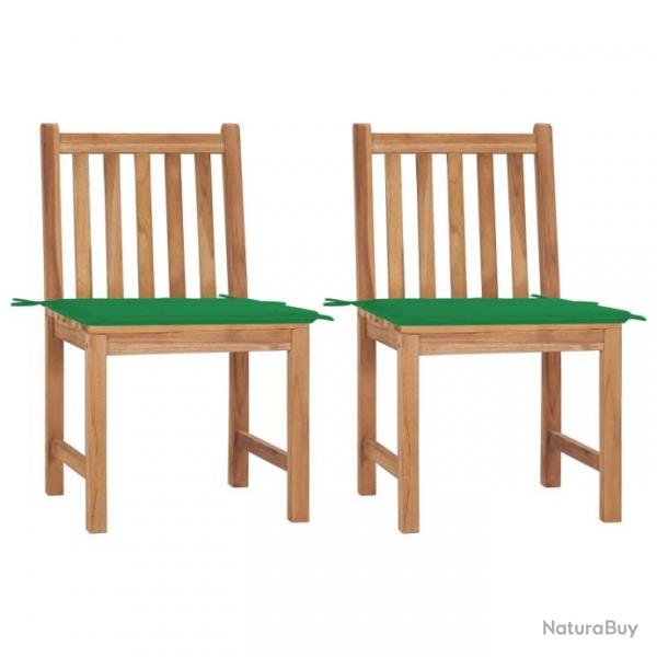 Chaises de jardin lot de 2 avec coussins Bois de teck massif alsavelo