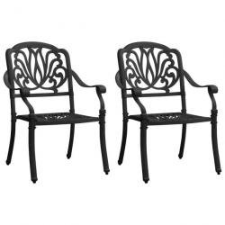 Chaises de jardin lot de 2 Aluminium coulé Noir alsavelo