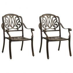 Chaises de jardin lot de 2 Aluminium coulé Bronze alsavelo