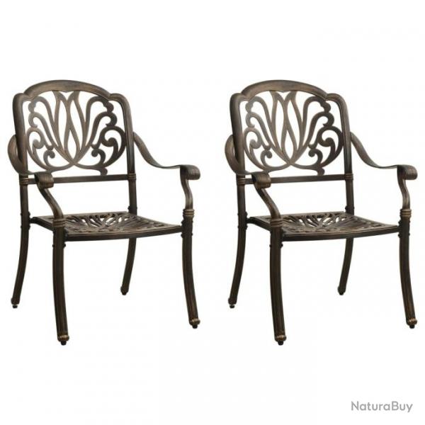 Chaises de jardin lot de 2 Aluminium coul Bronze alsavelo