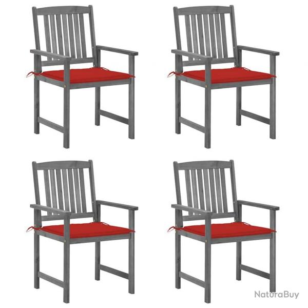 Chaises de jardin et coussins lot de 4 Gris Bois acacia massif alsavelo
