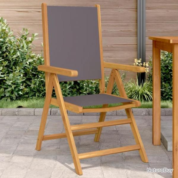 Chaises de jardin lot de 2 anthracite bois acacia massif tissu alsavelo