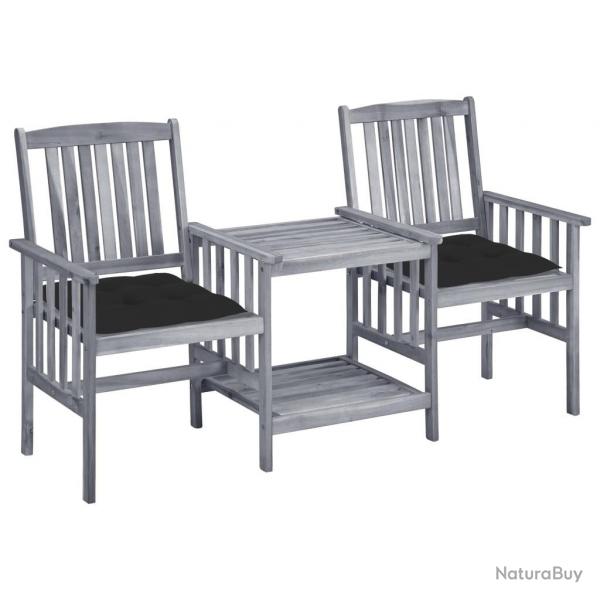 Chaises de jardin avec table  th et coussins Acacia solide alsavelo
