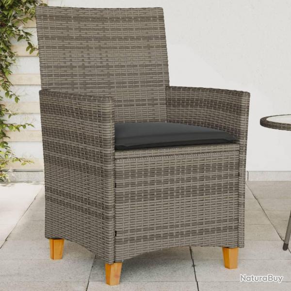 Chaises de jardin coussins lot de 2 gris rsine tresse et bois alsavelo