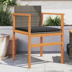 Chaises de jardin coussins lot de 2 gris résine tressée et bois alsavelo