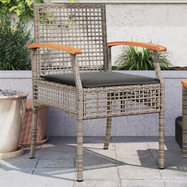 Chaises de jardin coussins lot de 2 gris rsine tresse acacia alsavelo