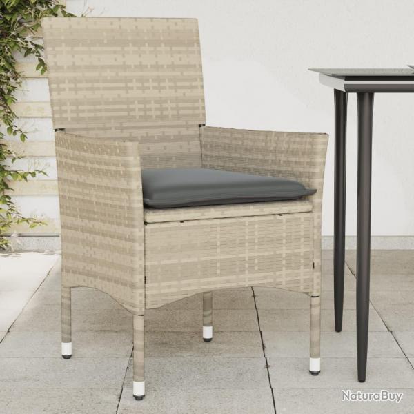 Chaises de jardin coussins lot de 2 gris clair rsine tresse alsavelo