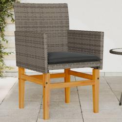 Chaises de jardin coussins lot de 2 gris résine tressée et bois alsavelo