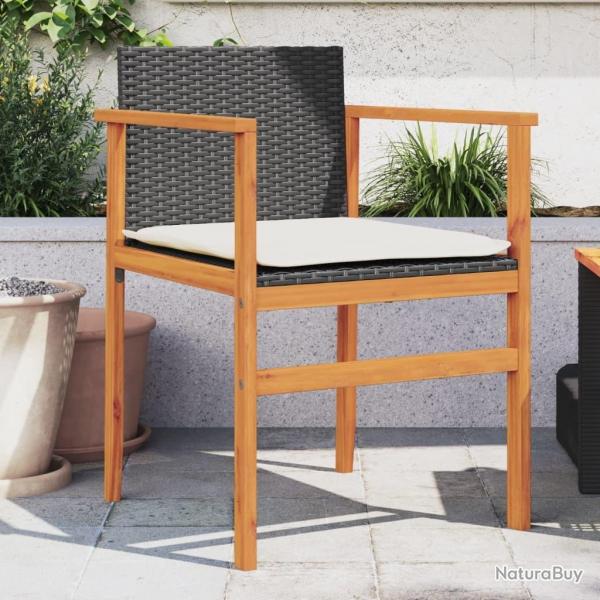 Chaises de jardin coussins lot de 2 noir rsine tresse et bois alsavelo