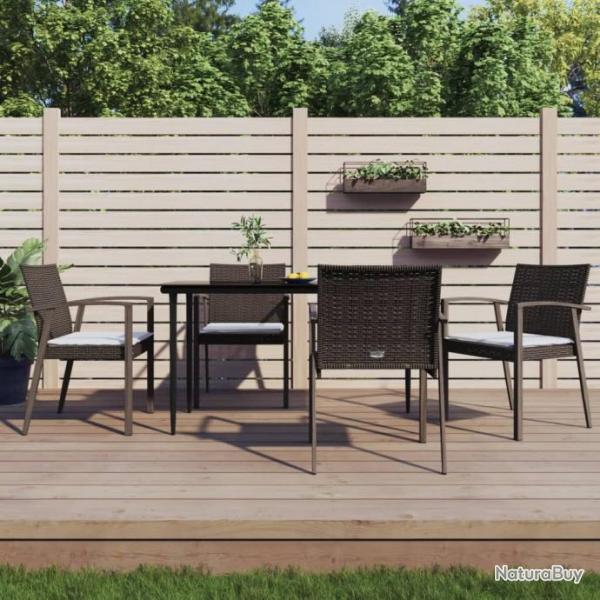 Chaises de jardin coussins lot de 4 marron 56,5x57x83 cm rotin