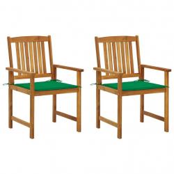 Chaises de jardin avec coussins lot de 2 Bois d'acacia massif alsavelo