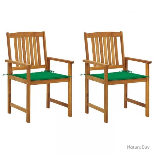 Chaises de jardin avec coussins lot de 2 Bois d'acacia massif