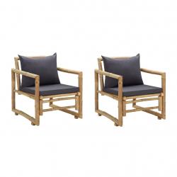 Chaises de jardin avec coussins lot de 2 Bambou alsavelo