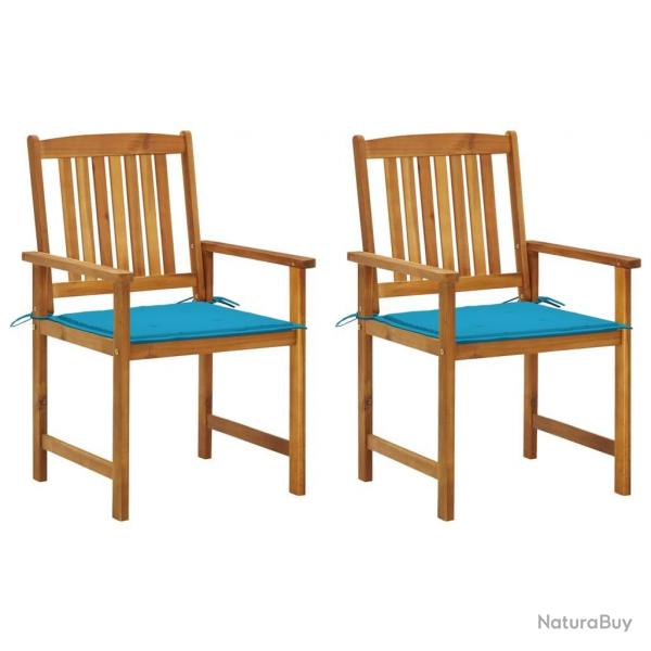 Chaises de jardin avec coussins lot de 2 Bois d'acacia massif alsavelo