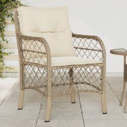Chaises de jardin avec coussins lot de 2 beige résine tressée alsavelo