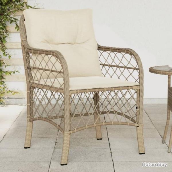 Chaises de jardin avec coussins lot de 2 beige rsine tresse