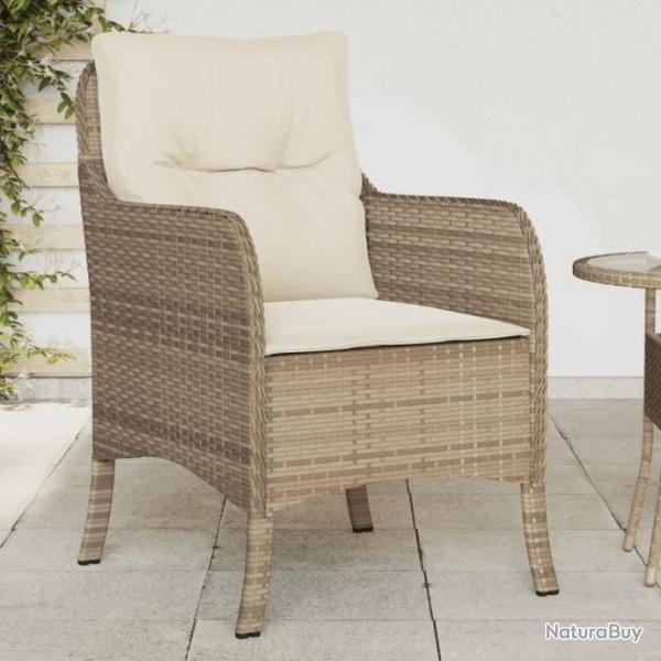 Chaises de jardin avec coussins lot de 2 beige rsine tresse