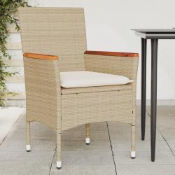 Chaises de jardin avec coussins lot de 2 beige résine tressée alsavelo