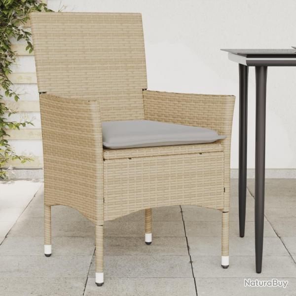 Chaises de jardin avec coussins lot de 2 beige rsine tresse alsavelo