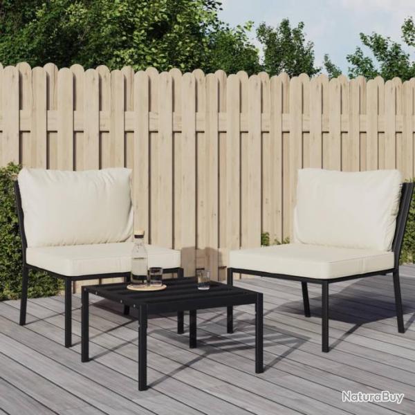 Chaises de jardin et coussins sable lot de 2 60x74x79 cm acier