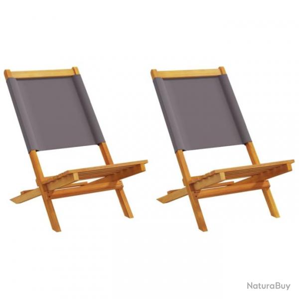 Chaises de jardin lot de 2 anthracite bois acacia massif tissu