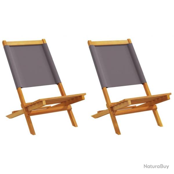 Chaises de jardin lot de 2 anthracite bois acacia massif tissu alsavelo