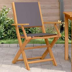 Chaises de jardin lot de 2 anthracite bois acacia massif tissu alsavelo