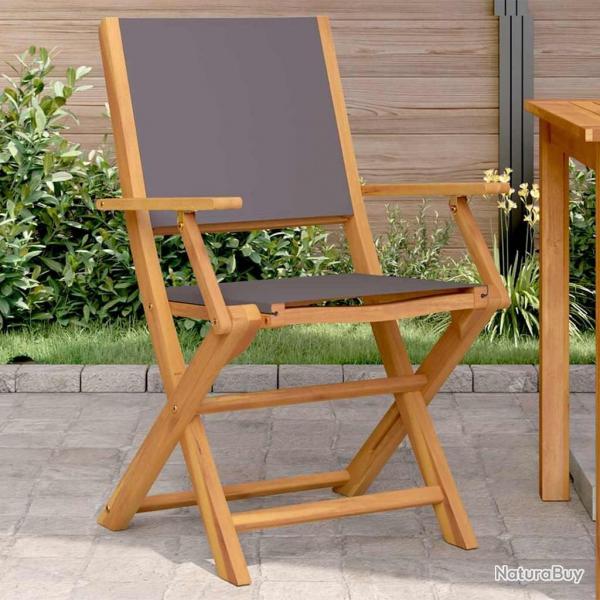 Chaises de jardin lot de 2 anthracite bois acacia massif tissu alsavelo