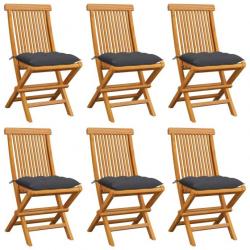 Chaises de jardin et coussins anthracite lot de 6 Bois de teck