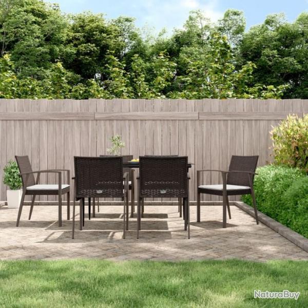 Chaises de jardin coussins lot de 6 marron 56,5x57x83 cm rotin