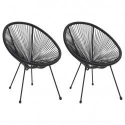 Chaises de jardin en forme de lune lot de 2 Rotin Noir alsavelo