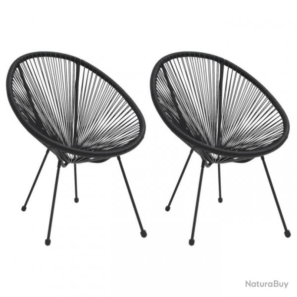 Chaises de jardin en forme de lune lot de 2 Rotin Noir