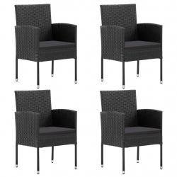 Chaises de jardin coussins noir lot de 4 noir résine tressée alsavelo